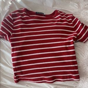 red & white striped tee